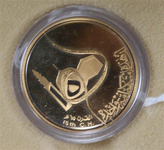 A 1980 Iraq Proof Gold 50 Dinars, commemorating the 15th Century of Hegira, cased (tests as 22ct).